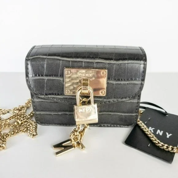 DKNY Elissa Leather Micro Mini Bag -Grey - Picture 4 of 5